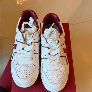 Valentino Women's Sneakers in Cream and Burgundy